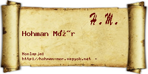 Hohman Mór névjegykártya